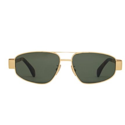 CELINE TRIOMPHE METAL 03 SUNGLASSES IN METAL GOLD-GREEN