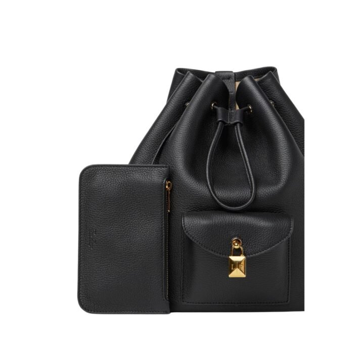 LORO PIANA EXTRA DRAWSTRING BACKPACK L27 BLACK