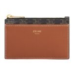 CELINE ZIPPED CARD HOLDER IN TRIOMPHE CANVAS AND LAMBSKIN BLACK