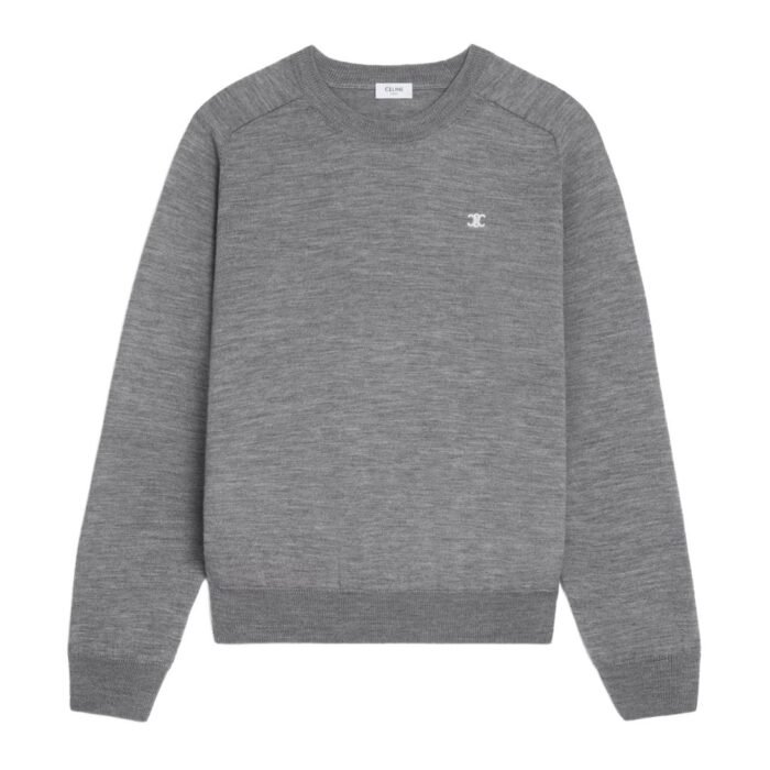 CELINE TRIOMPHE CREW NECK SWEATER IN WOOL NAVY