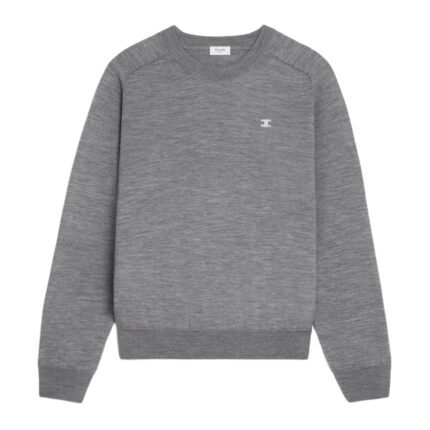 CELINE TRIOMPHE CREW NECK SWEATER IN WOOL MEDIUM GREY