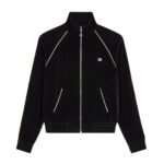 CELINE TRIOMPHE TRACKSUIT JACKET IN VELVET JERSEY NAVY-ECRU